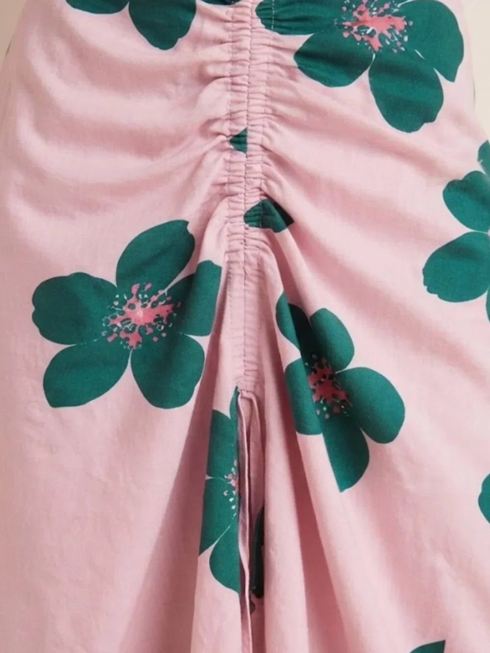 Kate Spade Pink Grand Flora Cupro Ruched Midi Skirt Size 2